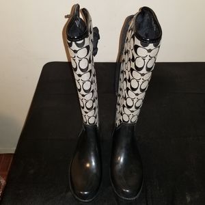 COACH TRISTEE BLACK SMOKE JACQARD RAINBOOT